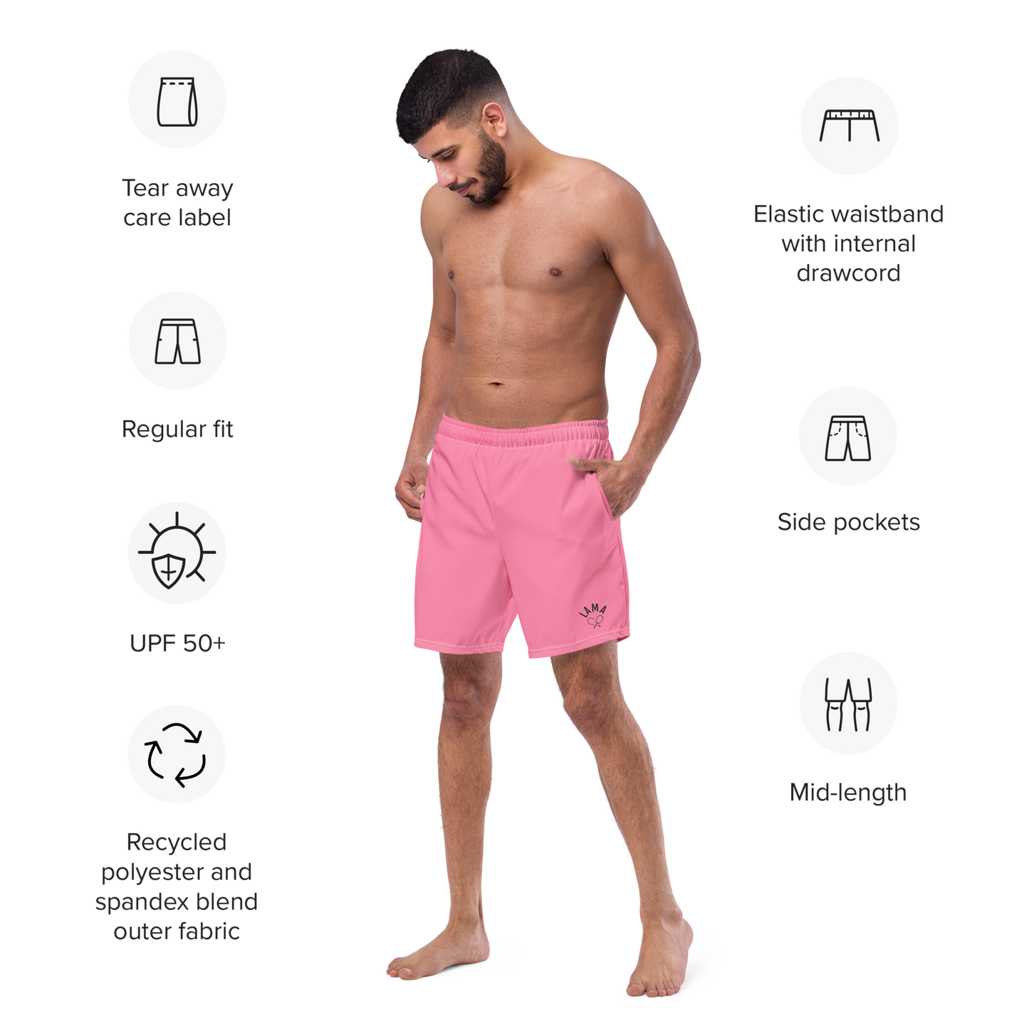 Men's swim trunks pink